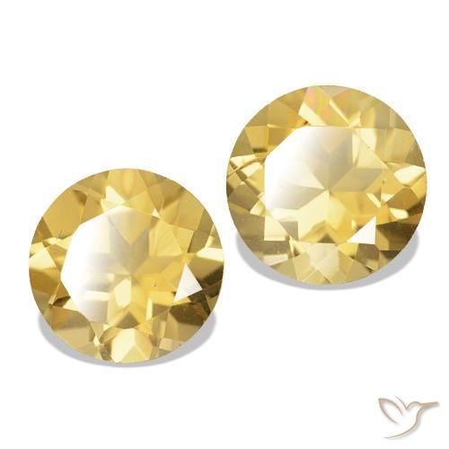 Gemas de Citrino Amarillo-dorado claro natural de 2.23 ct, Corte Redondo, VS