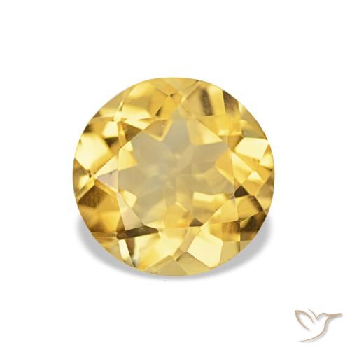 Citrino Amarillo medio natural de 1.57 ct, Corte Redondo, VS