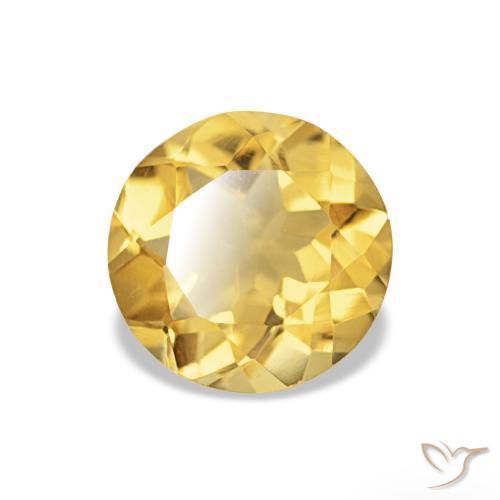 Citrino Amarillo medio natural de 1.57 ct, Corte Redondo, VS