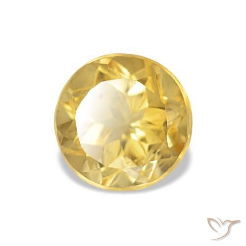 Citrino Amarillo solidago natural de 1.32 ct, Corte Redondo, VVS-VS