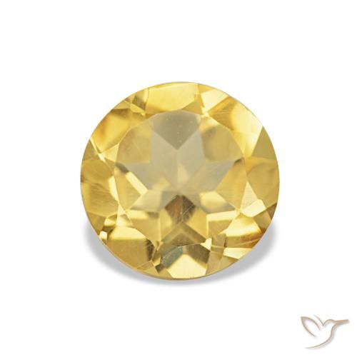 Citrino Amarillo vivo natural de 0.97 ct, Corte Redondo, VVS-VS
