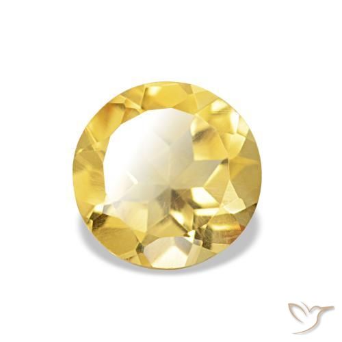 Citrino Amarillo vivo natural de 0.97 ct, Corte Redondo, VVS-VS