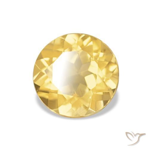 Citrino Amarillo vivo natural de 1.16 ct, Corte Redondo, VVS-VS
