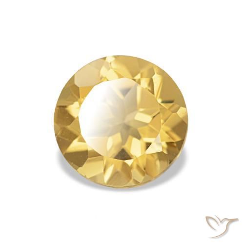 Citrino Dorado medio natural de 1.06 ct, Corte Redondo, VVS-VS