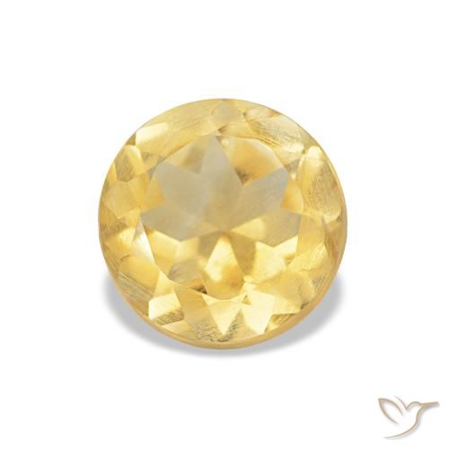 Citrino Amarillo medio natural de 0.98 ct, Corte Redondo, VS
