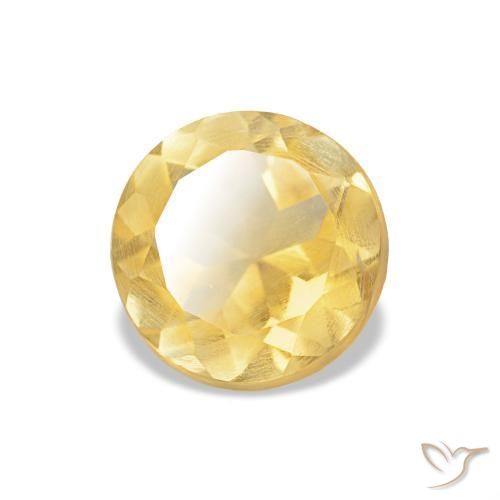 Citrino Amarillo medio natural de 0.98 ct, Corte Redondo, VS
