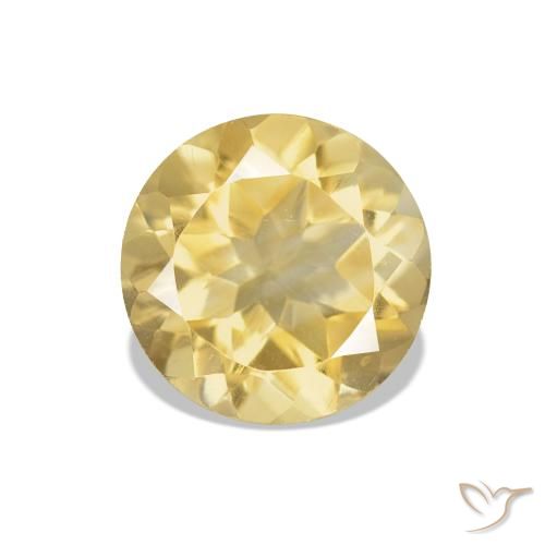 Citrino Dorado medio natural de 1.11 ct, Corte Redondo, VVS
