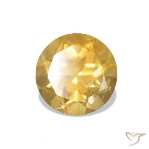 Citrino Dorado medio natural de 1.27 ct, Corte Redondo, VS