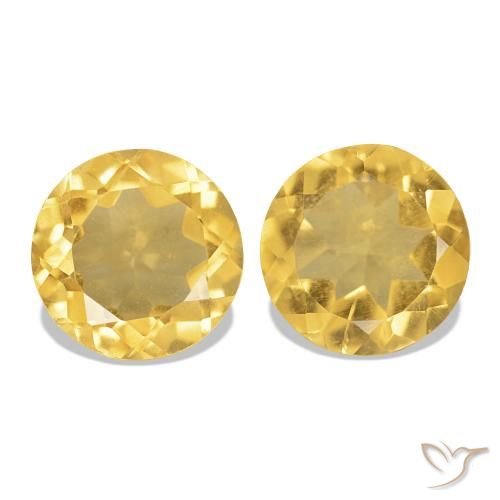 Gemas de Citrino Dorado medio natural de 2.10 ct, Corte Redondo, VS