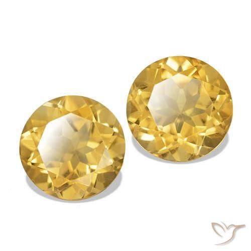 Gemas de Citrino Dorado medio natural de 2.42 ct, Corte Redondo, VVS-VS