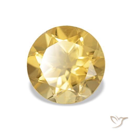 Citrino Dorado claro natural de 1.23 ct, Corte Redondo, VS