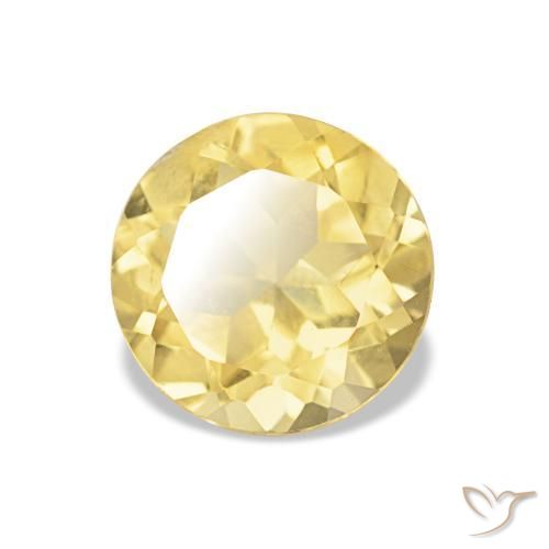 Citrino Amarillo-dorado claro natural de 1.13 ct, Corte Redondo, VS