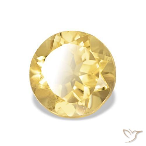 Citrino Amarillo-dorado claro natural de 1.22 ct, Corte Redondo, VS