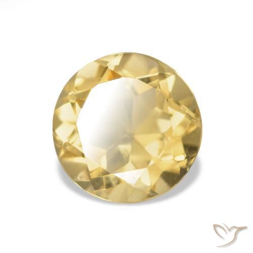 Citrino Amarillo claro natural de 1.29 ct, Corte Redondo, VS