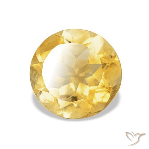 Citrino Dorado medio natural de 1.19 ct, Corte Redondo, VS