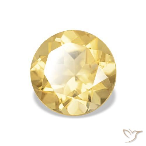 Citrino amarillo natural de 1,16 ct, corte redondo, VVS-VS
