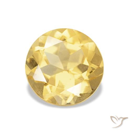 Citrino Amarillo-dorado claro natural de 1.28 ct, Corte Redondo, VS