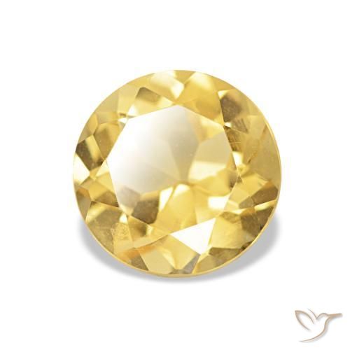 Citrino Amarillo-dorado claro natural de 1.28 ct, Corte Redondo, VS
