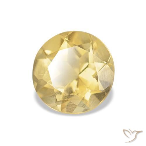 Citrino Amarillo-dorado claro natural de 0.97 ct, Corte Redondo, VS
