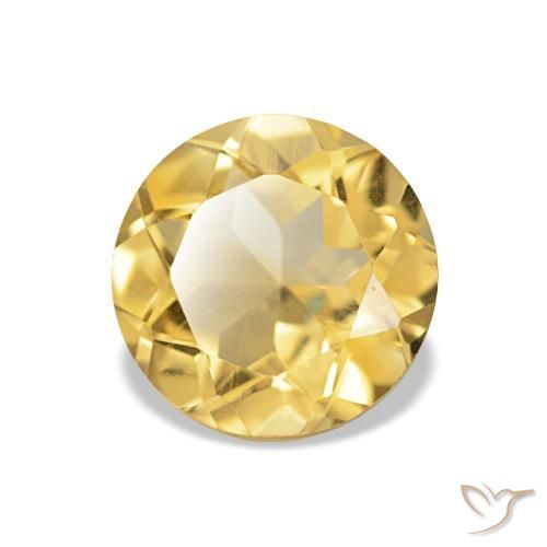Citrino Dorado claro natural de 1.27 ct, Corte Redondo, VS