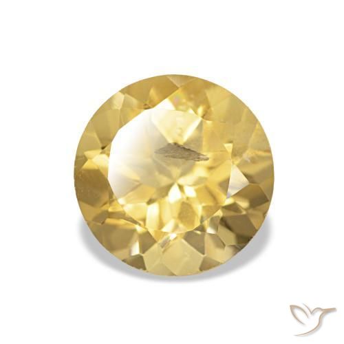 Citrino amarillo natural de 1,24 ct, corte redondo, VS-SI