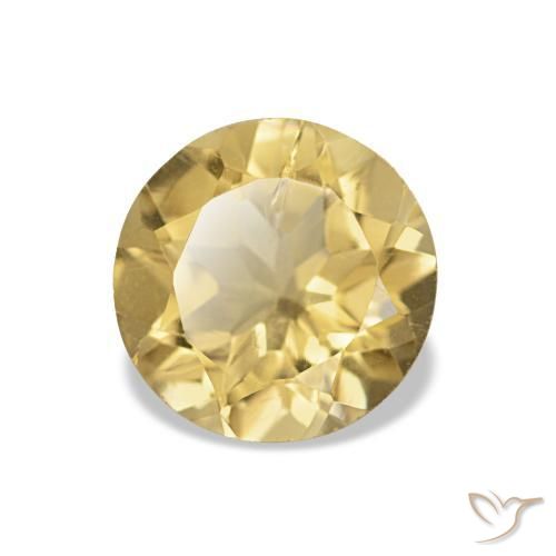 Citrino amarillo natural de 1,13 ct, corte redondo, VS