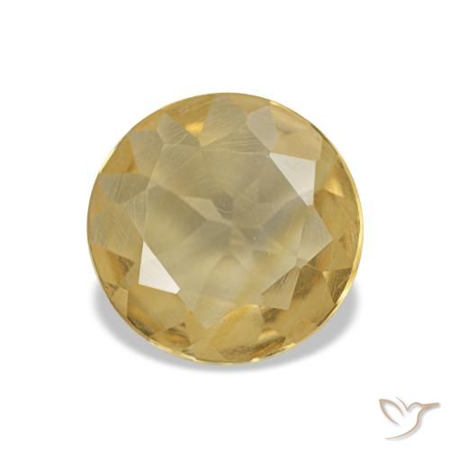 Citrino Amarillo medio natural de 0.98 ct, Corte Redondo, VS