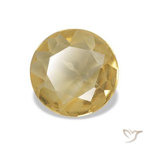 Citrino Amarillo medio natural de 0.98 ct, Corte Redondo, VS