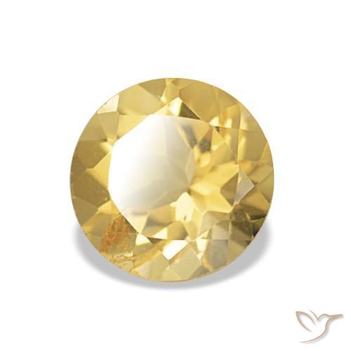 Citrino amarillo natural de 1,21 ct, corte redondo, VS