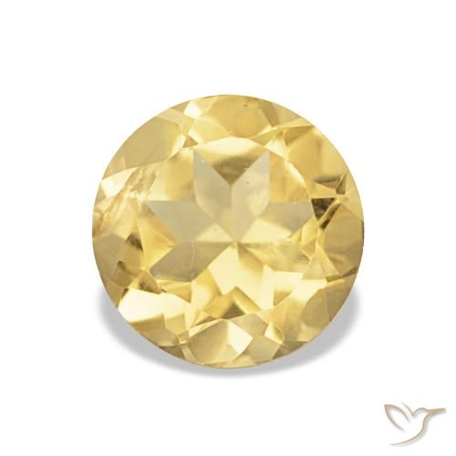 Citrino Amarillo claro natural de 1.21 ct, Corte Redondo, VS