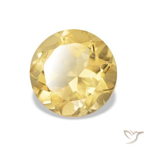 Citrino Amarillo claro natural de 1.21 ct, Corte Redondo, VS