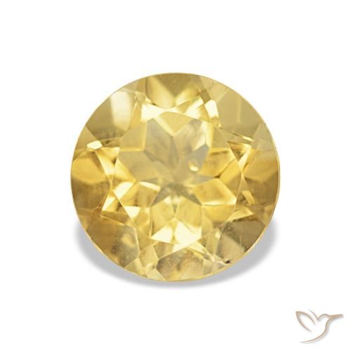 Citrino Amarillo-dorado claro natural de 1.27 ct, Corte Redondo, VS