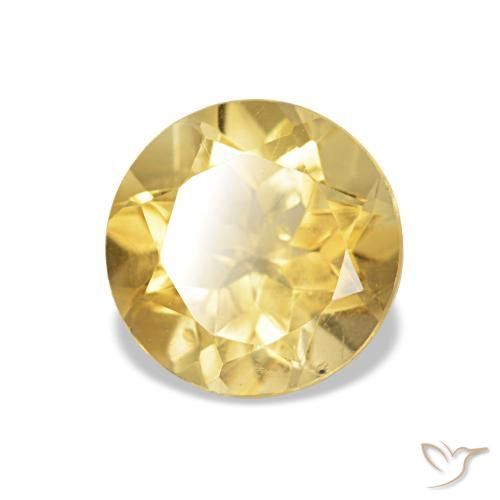 Citrino Amarillo-dorado claro natural de 1.27 ct, Corte Redondo, VS
