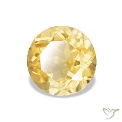 Citrino amarillo natural de 1,26 ct, corte redondo, VVS