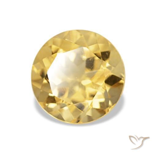 Citrino Amarillo-dorado claro natural de 2.00 ct, Corte Redondo, VS