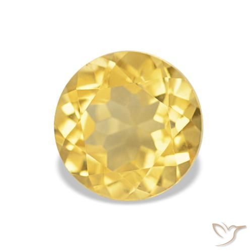 Citrino Amarillo-dorado claro natural de 1.27 ct, Corte Redondo, VVS