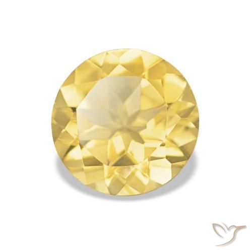 Citrino Amarillo-dorado claro natural de 1.08 ct, Corte Redondo, VVS
