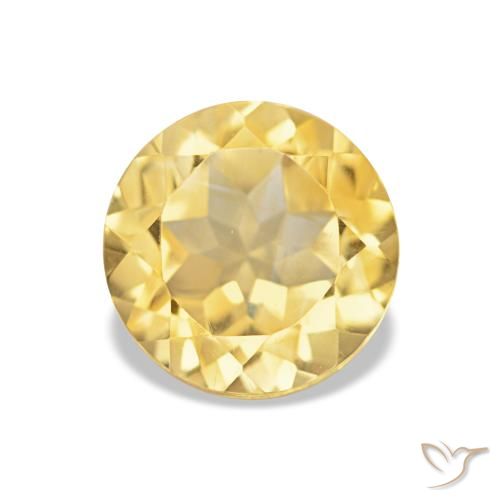 Citrino Amarillo-dorado claro natural de 1.26 ct, Corte Redondo, VVS