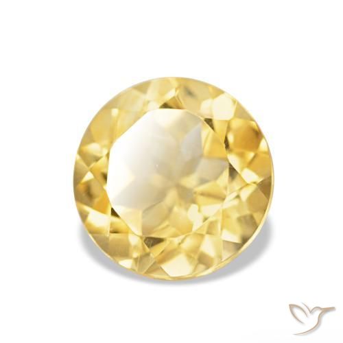 Citrino Amarillo-dorado claro natural de 1.26 ct, Corte Redondo, VVS