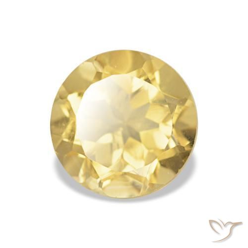 Citrino amarillo natural de 1,26 ct, corte redondo, VVS