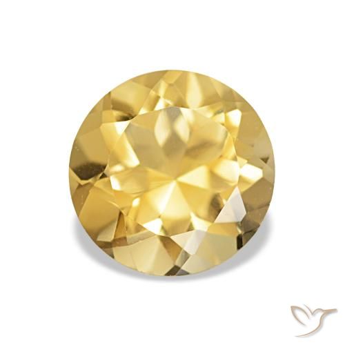 Citrino Amarillo-dorado claro natural de 1.16 ct, Corte Redondo, VVS
