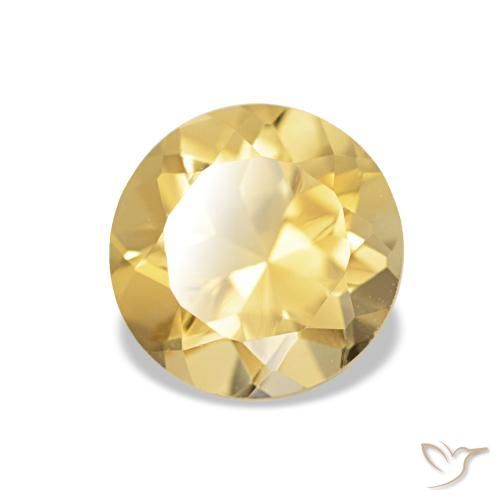 Citrino Amarillo-dorado claro natural de 1.16 ct, Corte Redondo, VVS
