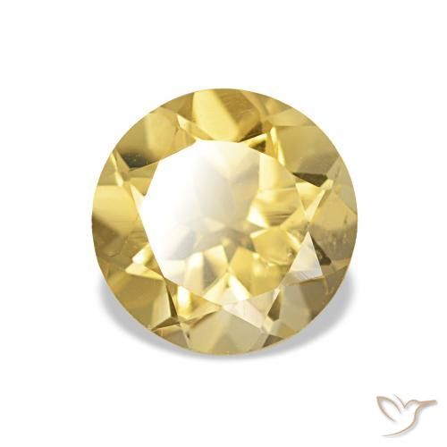 Citrino amarillo natural de 1,26 ct, corte redondo, VVS