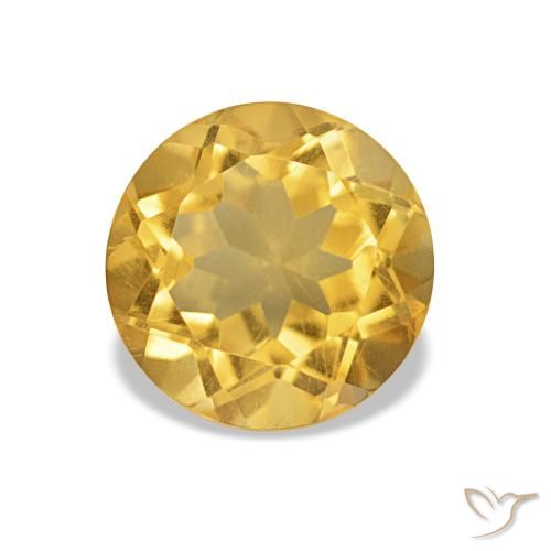 Citrino Dorado medio natural de 1.32 ct, Corte Redondo, VVS
