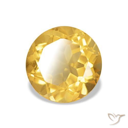 Citrino Dorado medio natural de 1.32 ct, Corte Redondo, VVS