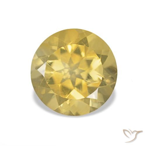 Citrino Dorado claro natural de 1.26 ct, Corte Redondo, VVS