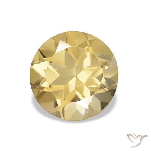 Citrino amarillo-dorado claro de 1,12 ct, redondo, VVS