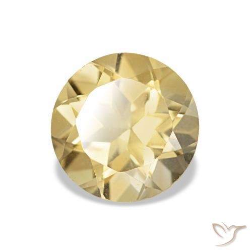 Citrino amarillo-dorado claro natural de 1,12 ct, corte redondo, VVS