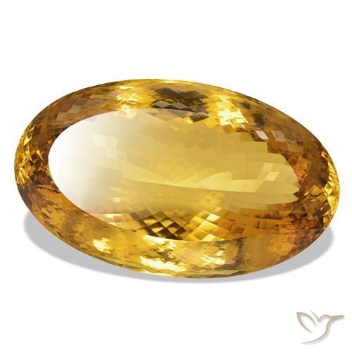 Citrino amarillo natural de 377,29 ct, corte óvalo, IF