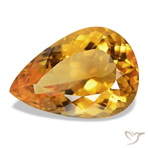 Citrino Dorado naranja natural de 14.17 ct, En forma de pera, VVS-VS